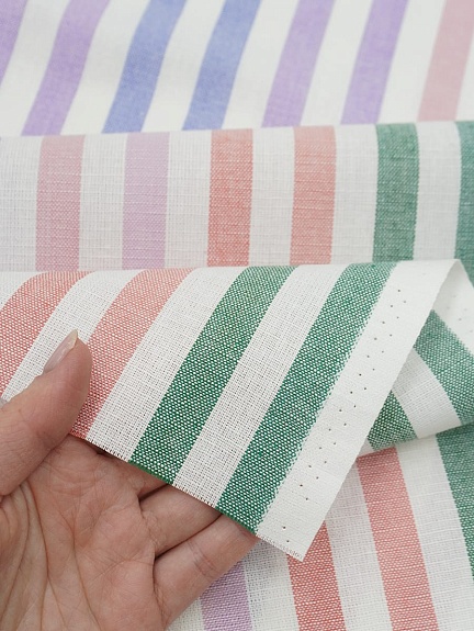 Холст полотенечный "Синие/красные/зеленые полосы", ш.0.5м, лен-30%, хл-70%, 140гр/м.кв