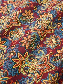 Бязь "Сказка востока" цв.бордово-терракотовый, ш.1.5м, хлопок-100%, 120гр/м.кв