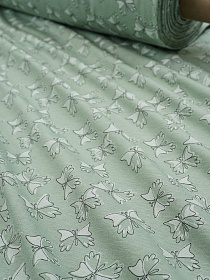 Трикотаж Кулир.гладь "Бантик-бабочка" цв.морозная мята, ш.1.96м (0.98*2, чулок), Компакт, хл-100%