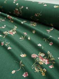 Штапель Премиум "Вечерний букет" цв.хвойно-зеленый, ш.1.45м, вискоза-100%, 120гр/м.кв