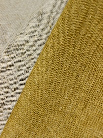 Лен двухслойный умягченный - сетка цв.золотисто-оливковый/суровый, ш.1.6м, лен-100%, 235гр/м.кв