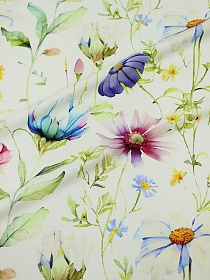 Плательная вискоза Цифр.печать "Цветочная палитра" цв.шампань,  ш.1.4м, вискоза-100%, 125гр/м.кв