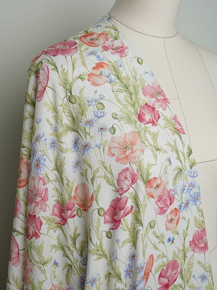 Плательная вискоза Цифр.печать "Маки на ветру", ш.1.45м, вискоза-100%, 125гр/м.кв