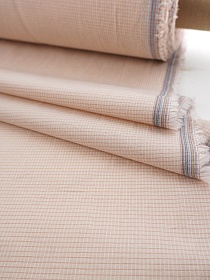 Вареный (стираный) хлопок "Клетка - сетка" цв.бежево-кремовый, ш.2.5м, хл-100%,115гр/м.кв