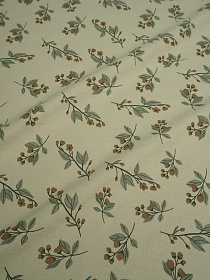 Теплый хлопок "Осенние веточки" цв.бежево-оливковый, ш.1.5м, хлопок-100%, 160гр/м.кв