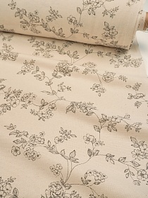 Рогожка "Вивальди - цветы" (на суровом), ш.1.5м, хлопок-100%, 160гр/м.кв