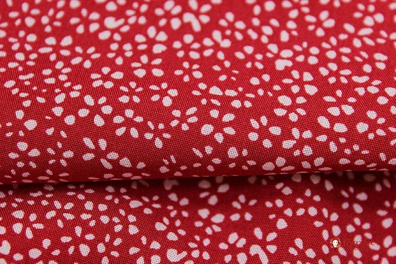 Штапель "Мелкая цветочная рябь на темно-красном", ш.1.45м, вискоза-100%, 100гр/м.кв