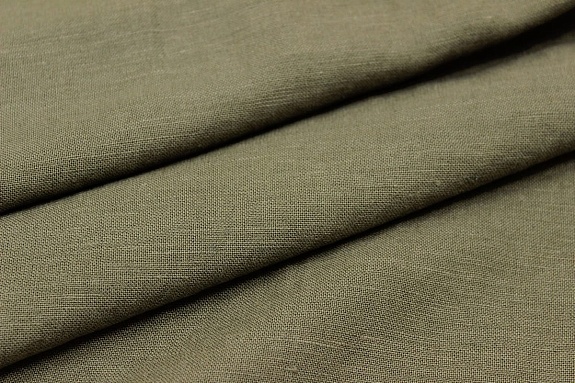 Лен с вискозой с эффектом мятости цв.Дымчато-зеленый хаки, СОРТ2, ш.1.45м, лен-53%,вискоза-47%