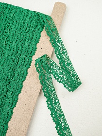 Кружево цв.изумрудно-зеленый, ш.25мм, хлопок-90%, п/э-10%, рис.044/31