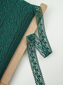 Кружево цв.хвойно-зеленый, ш.27мм, хлопок-90%, п/э-10%, рис.101/33