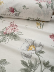 Сатин "Аромат пробуждения - цветы" цв.белый, (комп), ш.2.35м, хлопок-100%, 110гр/м.кв