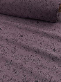 Теплый хлопок "Цветочные прятки" цв.лилово-фиолетовый, ш.1.5м, хлопок-100%, 160гр/м.кв