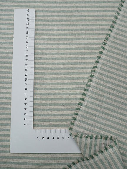 Полульняной перкаль постельный "Полоска (0,5см*0,5см)" цв.морозно-зеленый меланж, (комп), ш.2.2м, лен-30%, хлопок-70%, 120гр/м.кв