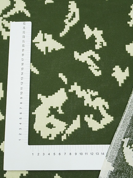 Бязь "Камуфляж - березка" цв.хаки/св.салатовый, ГОСТ,  ш.1.5м, хлопок-100 %, 125гр/м.кв