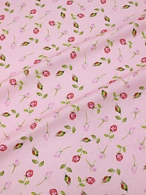 Поплин Премиум Цифр.печать "Изящные розочки" цв.светло-розовый, ш.1.45м, хл-100%, 130гр/м.кв