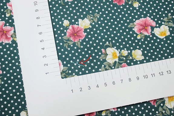 Бязь "Ипомея на темно-зеленом", ш.1.5м, хлопок-100%, 120гр/м.кв