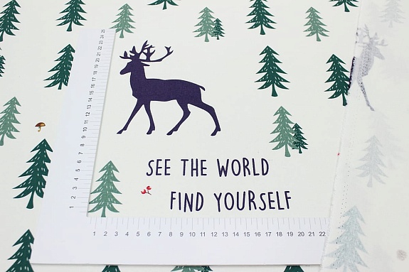 Интерьерный хлопок "Скандинавский лес", ш.1.5м, хл-100%, 230гр/м.кв, раппорт 49см