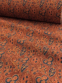 Хлопколен "Узоры ветров" цв.терракотовый, ш.1.5м, лен-20%, хлопок-80%, 170гр/м.кв