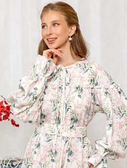 Платье из муслина "Эвкалиптовый букет"