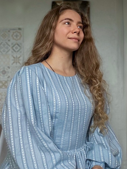 Платье из фактурного хлопка "Колосок"