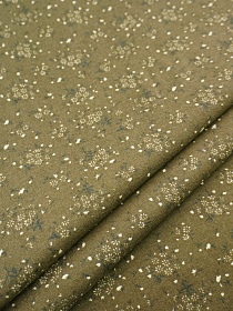 Брак(уценка) Теплый хлопок "Мелкое соцветие на т.оливково-коричневом",  ш.1.45м, хлопок-100%