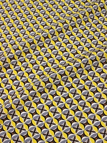 Штапель "Экспрессия" цв.желтый/шоколад, ш.1.45м, вискоза-100%, 90гр/м.кв