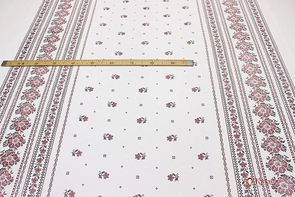 Рогожка "Вышиванка (красная на белом)", ш.1.5м, хлопок-100%, 165гр/м.кв