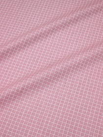 Сатин "Белая клетка на розовой дымке", ш.1.60м, хлопок-100%, 110гр/м.кв