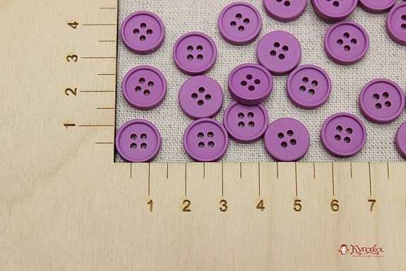 Пуговица пластмасса, цв.сиренево-лиловый, 12мм, 4 отверстия