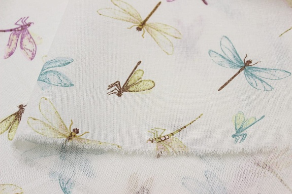 Полулен "Волшебные стрекозы", ш.2.2м, лен-30%, хлопок-70%, 140гр/м.кв