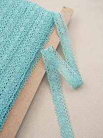 Кружево цв.нежно-бирюзовый с мятным оттенком, ш.25мм, хлопок-90%, п/э-10%, рис.107/19