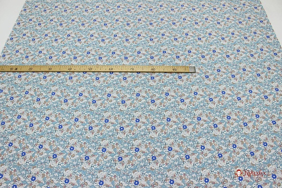 Импорт. хлопок "Витые цветочные узоры" цв.голубая дымка, ш.1.48м, хлопок-100%, 100гр/м.кв