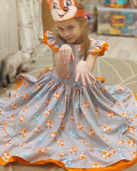 Платье из сатина "Сладкий лисенок"