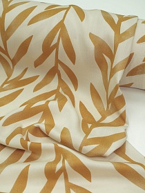 Штапель "Лиственная симфония" цв.кремовый, ш.1.45м, вискоза-100%, 95гр/м.кв