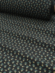 Теплый хлопок "Мелкий цветочек" цв.черный, ш.1.5м, хлопок-100%, 160гр/м.кв