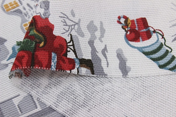 Рогожка "Рождественские зарисовки", ш.1.54м,  хлопок-100%, 165гр/м.кв