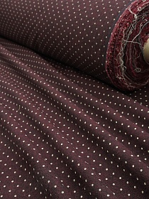 Плательный хлопок "Мелкий горох на темно-вишневом меланже", ш.1.45м, хл-80%, п/э-20%, 140гр/м.кв