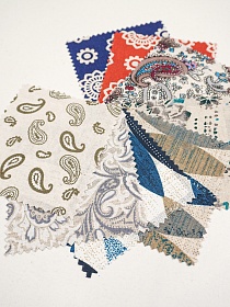 Комплект образцов "Полулён, ш.1.5м, лен-30%, хлопок-70%, тип рисунка "Этно, русский стиль"