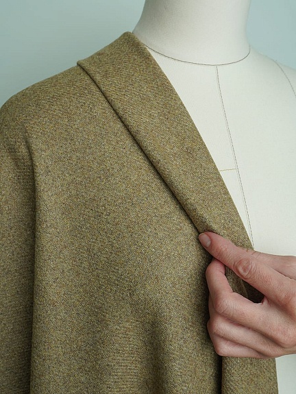 Шерсть пальтово-костюмная Твид цв.Оливково-песочный, ш.1.5м, шерсть-50%, п/э-50%, 370гр/м.кв