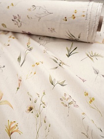 Хлопколен с вискозой Цифр.печать "Полевая флора-крупные цветы" (комп) ш.2.5м, хл-50% вискоза-45% лен-5%