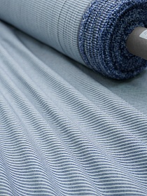 Вареный (стираный) хлопок "Белая полоска на т.синем меланже", ш.2.5м, хл-100%, 115гр/м.кв