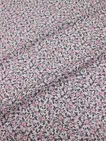 Вискоза с хлопком "Дарина (розовые цветочки)", ш.1.49м, хлопок-50%, вискоза-50%, 90гр/м.кв