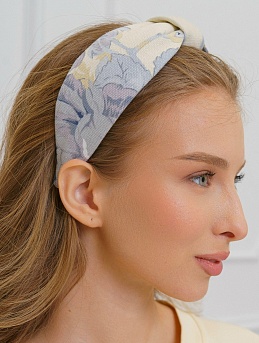 Ободок из интерьерной ткани "Цветочная гармония"