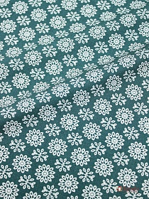 Штапель "Ажурный цветочный орнамент" цв.морская волна,  ш1.45м, вискоза-100%, 100гр/м.кв