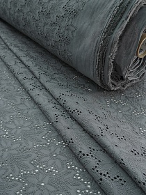 Шитье "Роскошь" цв.серый, ш.1.5м (вышит.часть1.39м), батист, хлопок-100%, 80гр/м.кв