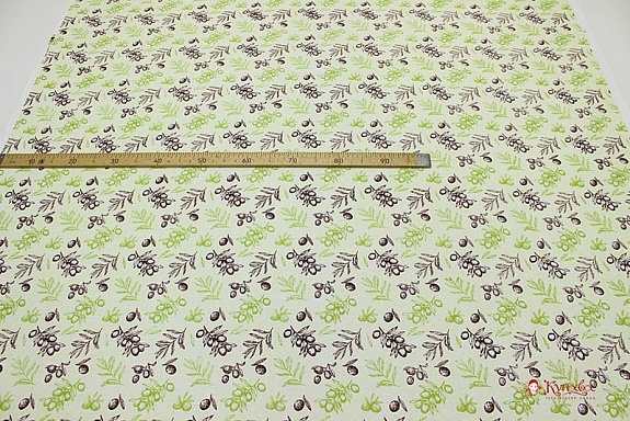 Рогожка "Коричневые/салатовые оливки", ш.1.50м, хлопок-100%, 165гр/м.кв