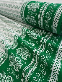 Саржа "Цветочное узорочье" цв.изумрудно-зеленый, ш.1.5 м, хлопок-100%, 185гр/м.кв