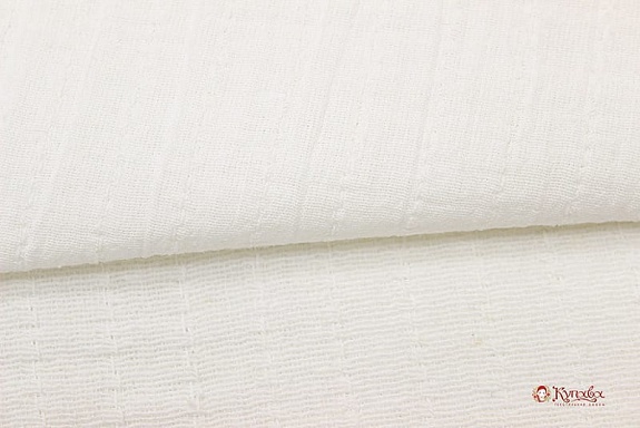 Мерный лоскут (ткань в отрезах) - Муслин двухслойный стеганый с эф.жатости, цв.Молочный, ш.1.36м