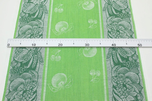 Холст полотенечный жаккард "Урожай" цв.майский зеленый/т.зеленый, ш.0.5м, лен-30%, хл-70%