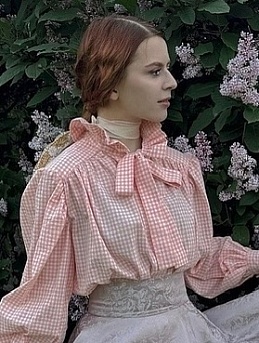 Блуза из вареного хлопка в клетку цв.лососевый